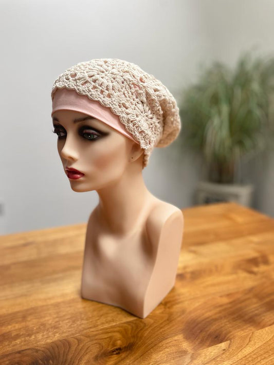 Crochet beanie set Pink