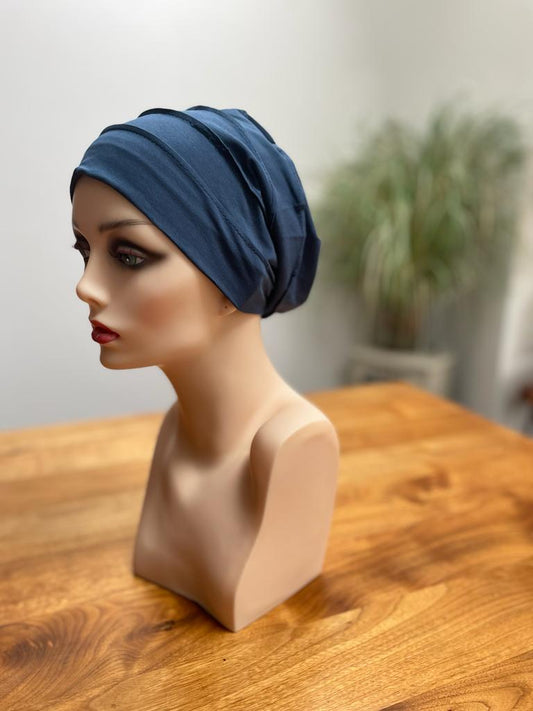 Beanie - Navy silk lined beanie