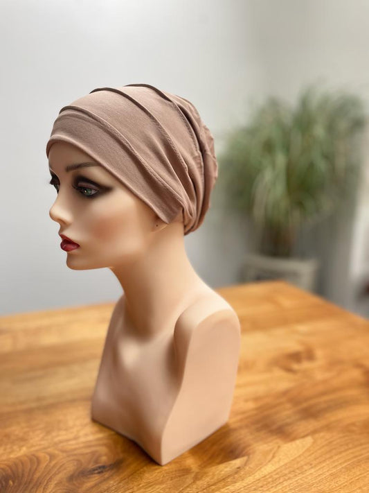 Beanie - Beige silk lined beanie