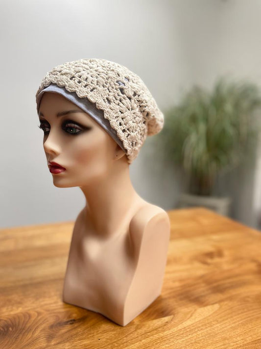 Crochet beanie set Grey